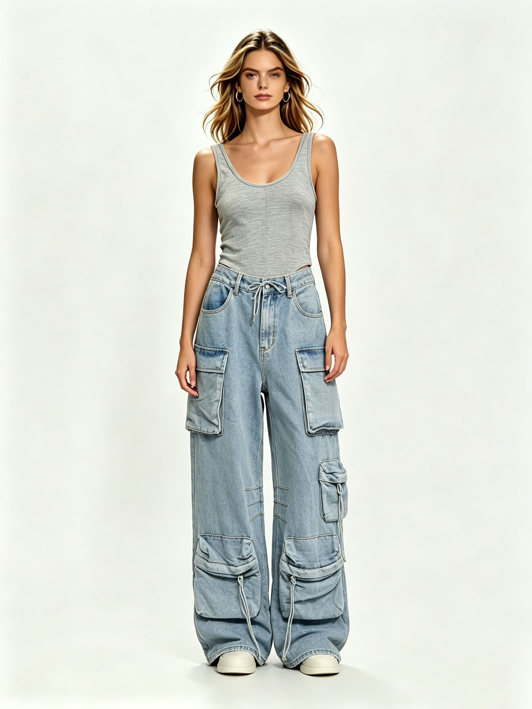26006 (2) Denim cargo pants - Image 1