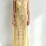 V-Neck Crochet Mesh Low Back Tie Shoulder Maxi Dress
