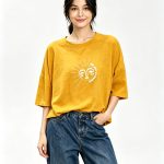 Cropped T-shirt with emb & Flock Print