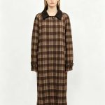 Contrast Collar Vintage Check Long Coat